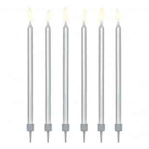 Plain Silver 12.5cm Tall Candles